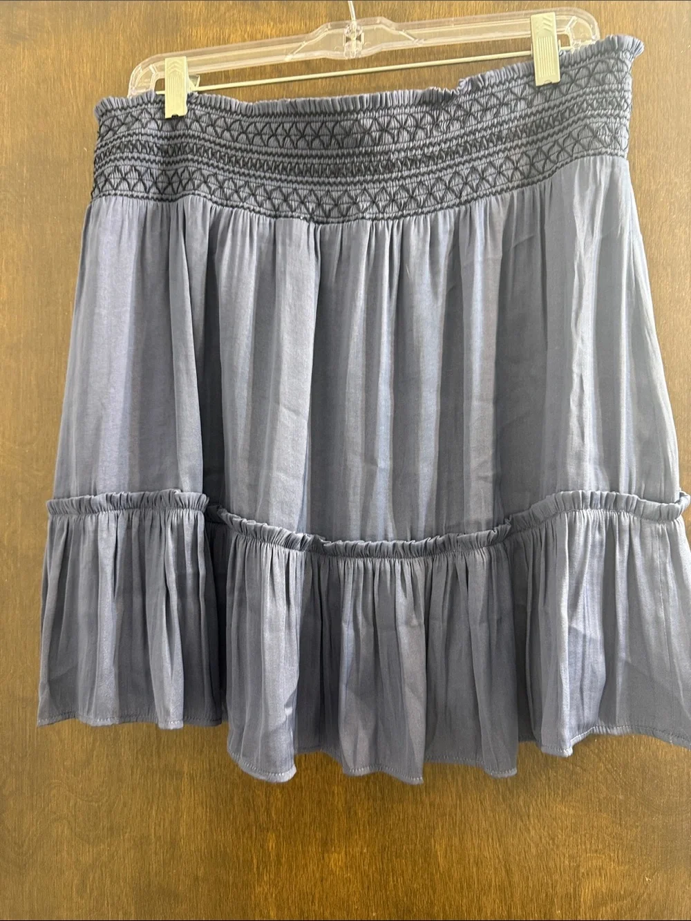 Boden Blue Smocked Waist Tiered Skirt